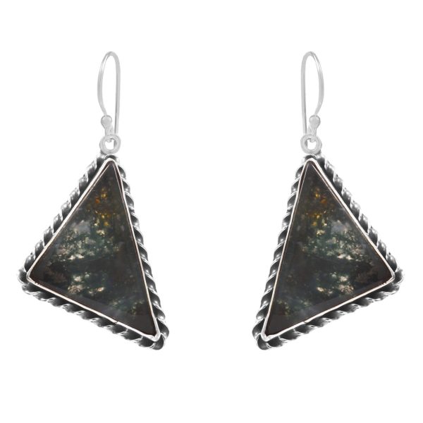 Moss Agate 1.5â€³ 925 Sterling Silver Earring (REXT72-69)