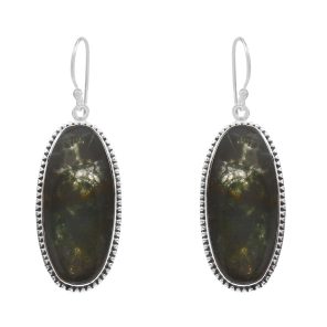 Moss Agate 1.75â€³ 925 Sterling Silver Earring (REXT72-70)