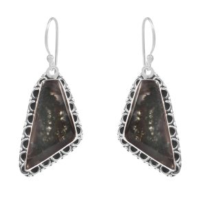 Moss Agate 1.75â€³ 925 Sterling Silver Earring (REXT72-72)