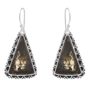 Moss Agate 1.75â€³ 925 Sterling Silver Earring (REXT72-74)