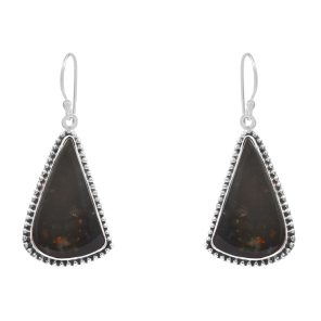 Moss Agate 1.5â€³ 925 Sterling Silver Earring (REXT72-87)