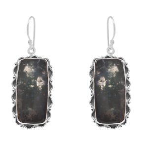 Moss Agate 1.75â€³ 925 Sterling Silver Earring (REXT72-89)