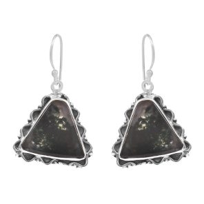 Moss Agate 1.25â€³ 925 Sterling Silver Earring (REXT72-92)