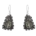 Moss Agate 1.75â€³ 925 Sterling Silver Earring (REXT72-90)