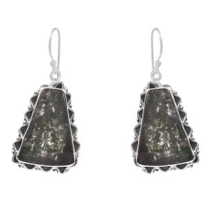 Moss Agate 1.75â€³ 925 Sterling Silver Earring (REXT72-90)