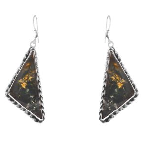 Moss Agate 1.75â€³ 925 Sterling Silver Earring (REXT72-91)