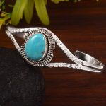 Fox Mine Turquoise 925 Sterling Silver Cuff Bangle (RS53-35)
