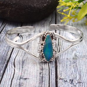 Australian Opal 925 Sterling Silver Cuff Bangle (RS53-9)