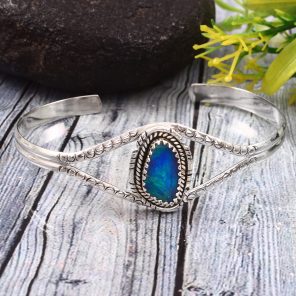 Australian Opal 925 Sterling Silver Cuff Bangle (RS53-13)