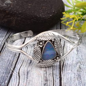 Australian Opal 925 Sterling Silver Cuff Bangle (RS53-14)
