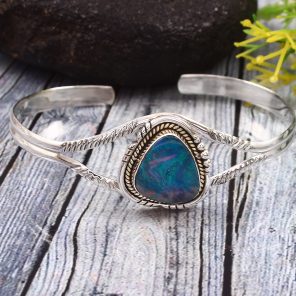 Australian Opal 925 Sterling Silver Cuff Bangle (RS53-16)