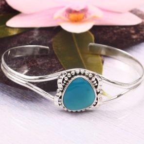 Fox Mine Turquoise 925 Sterling Silver Cuff Bangle (RS53-43)