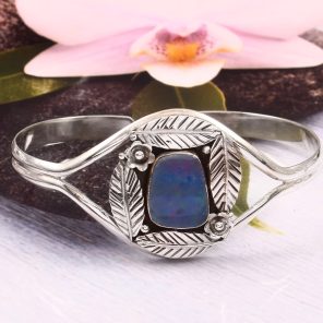 Australian Opal 925 Sterling Silver Cuff Bangle (RS53-18)
