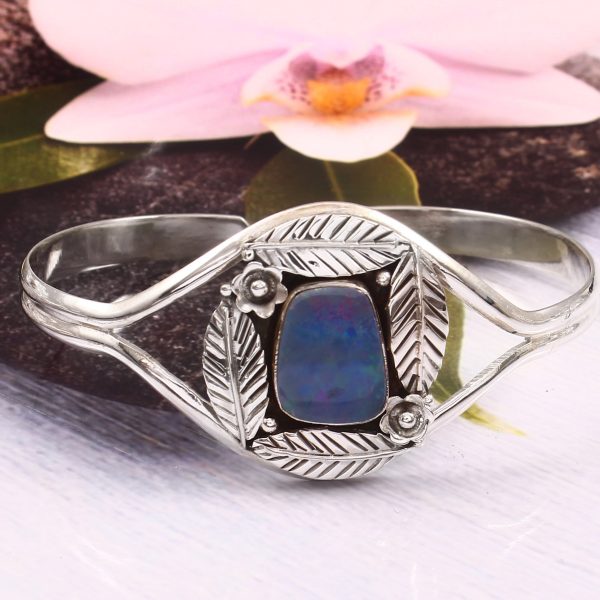 Australian Opal 925 Sterling Silver Cuff Bangle (RS53-18)