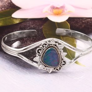 Australian Opal 925 Sterling Silver Cuff Bangle (RS53-19)