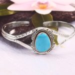 Fox Mine Turquoise 925 Sterling Silver Cuff Bangle (RS53-46)