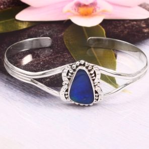 Australian Opal 925 Sterling Silver Cuff Bangle (RS53-20)