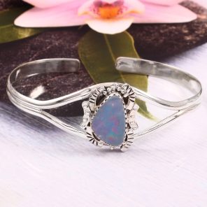 Australian Opal 925 Sterling Silver Cuff Bangle (RS53-21)