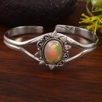 Ethiopian Opal 925 Sterling Silver Cuff Bangle (RS53-34)