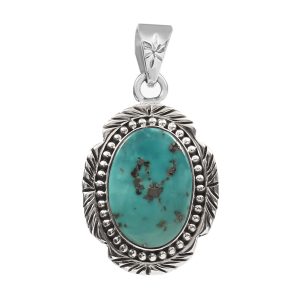 Kingman Turquoise 1.5" 925 Sterling Silver Pendant (RS114-67)