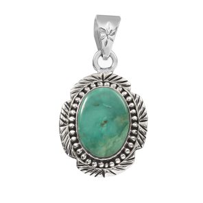 Kingman Turquoise 1.5" 925 Sterling Silver Pendant (RS114-70)