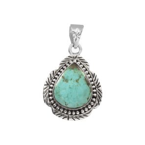 Kingman Turquoise 1.5" 925 Sterling Silver Pendant (RS114-71)
