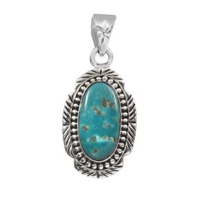 Kingman Turquoise 1.5" 925 Sterling Silver Pendant (RS114-72)