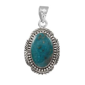 Kingman Turquoise 1.5" 925 Sterling Silver Pendant (RS114-74)