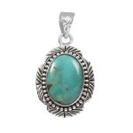 Kingman Turquoise 1.5" 925 Sterling Silver Pendant (RS114-76)