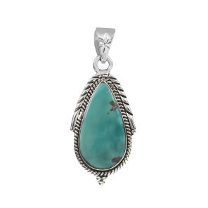 Kingman Turquoise 1.5" 925 Sterling Silver Pendant (RS114-77)