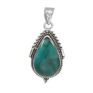 Kingman Turquoise 1.5" 925 Sterling Silver Pendant (RS114-80)