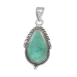 Kingman Turquoise 1.5" 925 Sterling Silver Pendant (RS114-81)