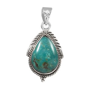 Kingman Turquoise 1.25" 925 Sterling Silver Pendant (RS114-83)