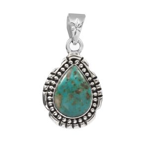 Kingman Turquoise 1.2" 925 Sterling Silver Pendant (RS114-92)