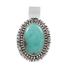 Kingman Turquoise 1.25" 925 Sterling Silver Pendant (RS114-109)