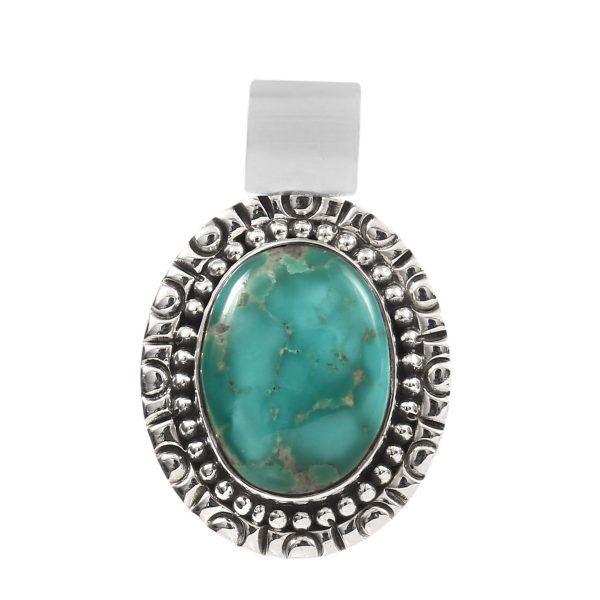 Kingman Turquoise 1.25" 925 Sterling Silver Pendant (RS114-113)