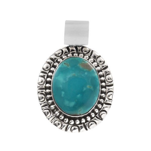 Kingman Turquoise 1.25" 925 Sterling Silver Pendant (RS114-116)