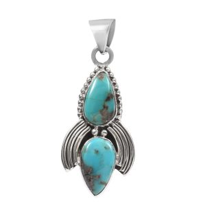 Kingman Turquoise 1.5" 925 Sterling Silver Pendant (RS114-122)