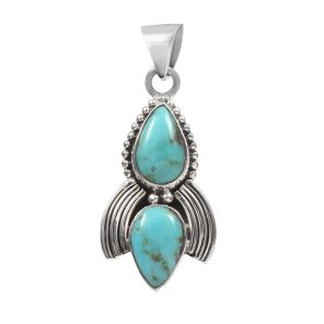 Kingman Turquoise 1.5" 925 Sterling Silver Pendant (RS114-123)