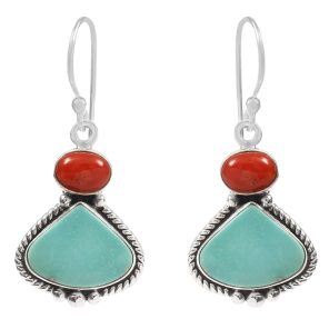 Arizona Turquoise & Coral 1.25â€³ 925 Sterling Silver Earring (RS17-304)