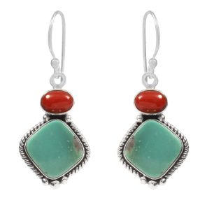 Arizona Turquoise & Coral 1.25â€³ 925 Sterling Silver Earring (RS17-306)