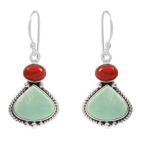 Arizona Turquoise & Coral 1.25â€³ 925 Sterling Silver Earring (RS17-307)
