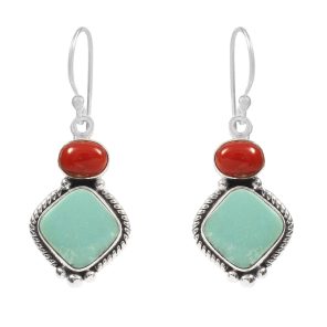 Arizona Turquoise & Coral 1.25â€³ 925 Sterling Silver Earring (RS17-310)