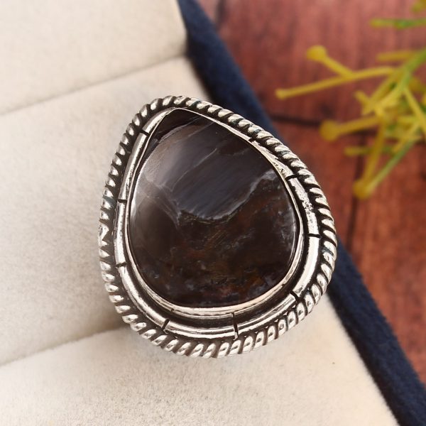 Pietersite Size US 8 925 Sterling Silver Ring (REXT3-42)