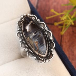 Pietersite Size US 8 925 Sterling Silver Ring (REXT3-29)