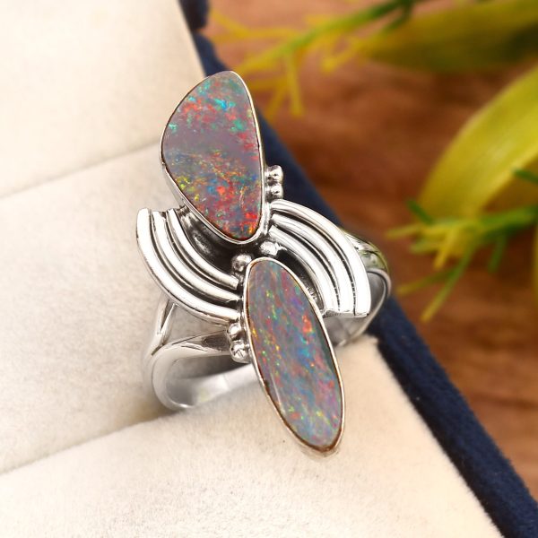 Australian Opal Southwest Style Size US 8 925 Sterling Silver Ring (RS111-165)