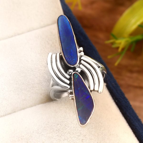 Australian Opal Southwest Style Size US 9 925 Sterling Silver Ring (RS111-169)