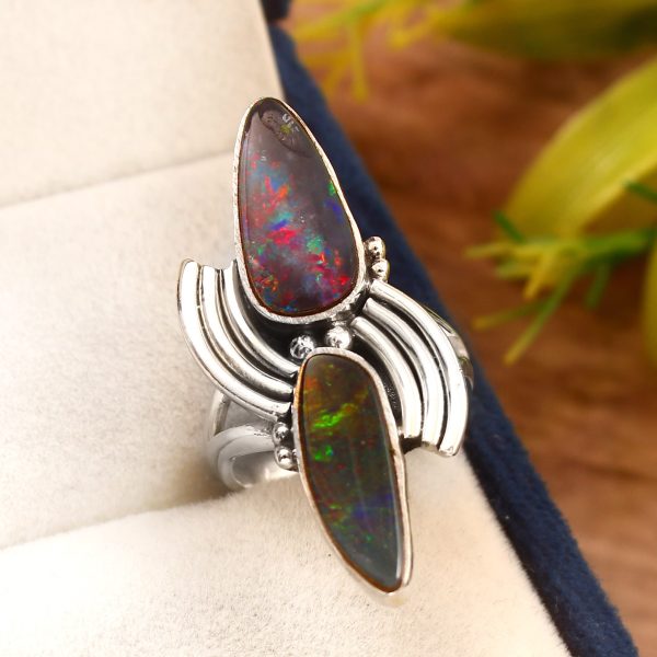 Australian Opal Southwest Style Size US 7 925 Sterling Silver Ring (RS111-164)