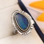 Australian Opal Southwest Style Size US 9 925 Sterling Silver Ring (RS111-186)