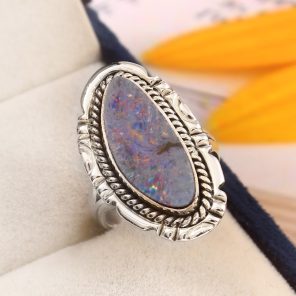 Australian Opal Southwest Style Size US 8 925 Sterling Silver Ring (RS111-183)